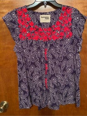 Savanna Jane Embroidered Flutter Sleeve Top